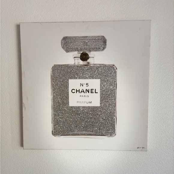CHANEL No. 5 Silver Glitter Canvas Art - Picture 1 of 8